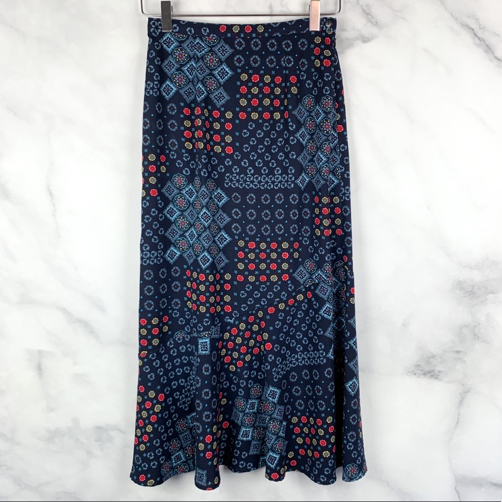 Vintage Sag Harbor Hi-Rise Boho Ruffle Midi Skirt